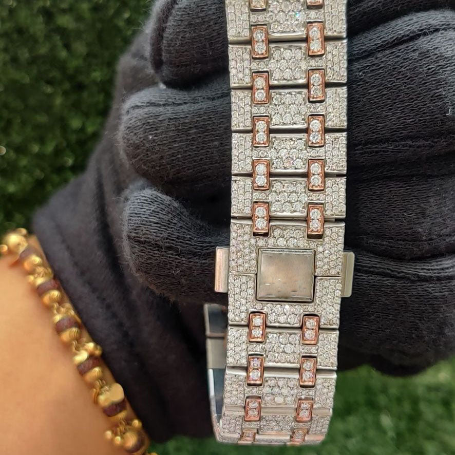 Luxurious Premium Men's Moissanite Diamond Watch Cut Wristwatch Mechanical Movement Analog Display Branded Luxury Accessory