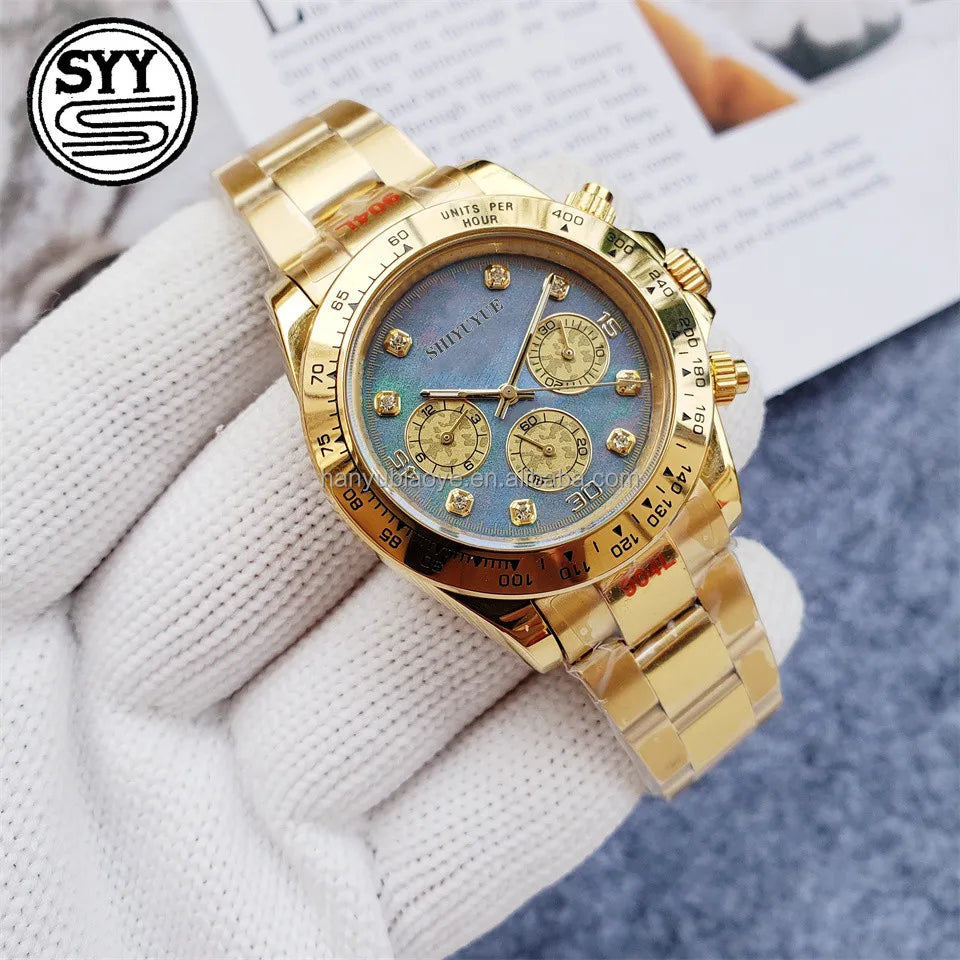 Men's Luxury Automatic Mechanical Watch with Six-Pin Explosion Display Stainless Steel Band Water Resistant Feature