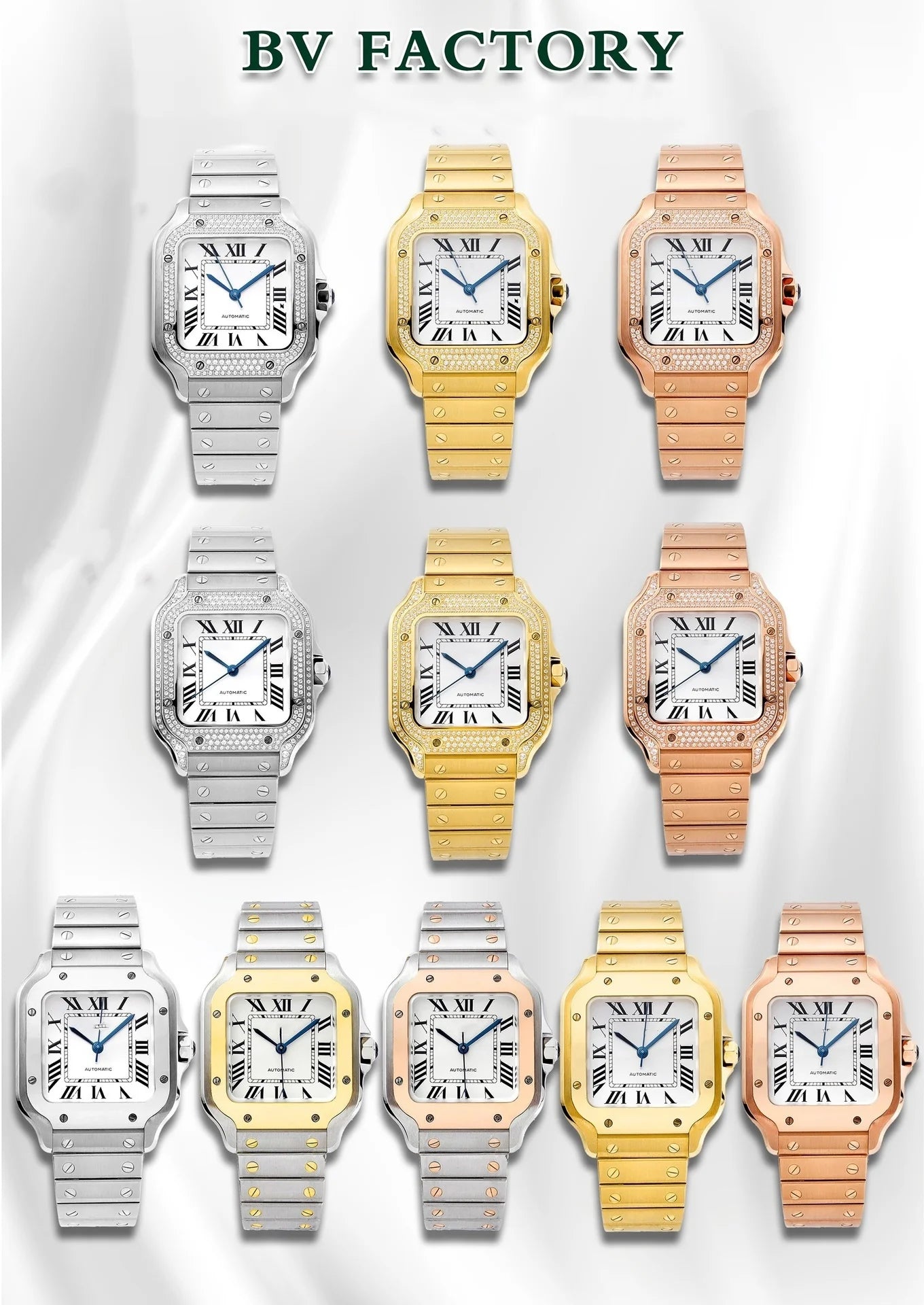 TOP Luxury Brand Watch for MenAutomatic BV Factory SantosesMechanical Citizen 9015 MovementWatch Cartierable Wristwatches