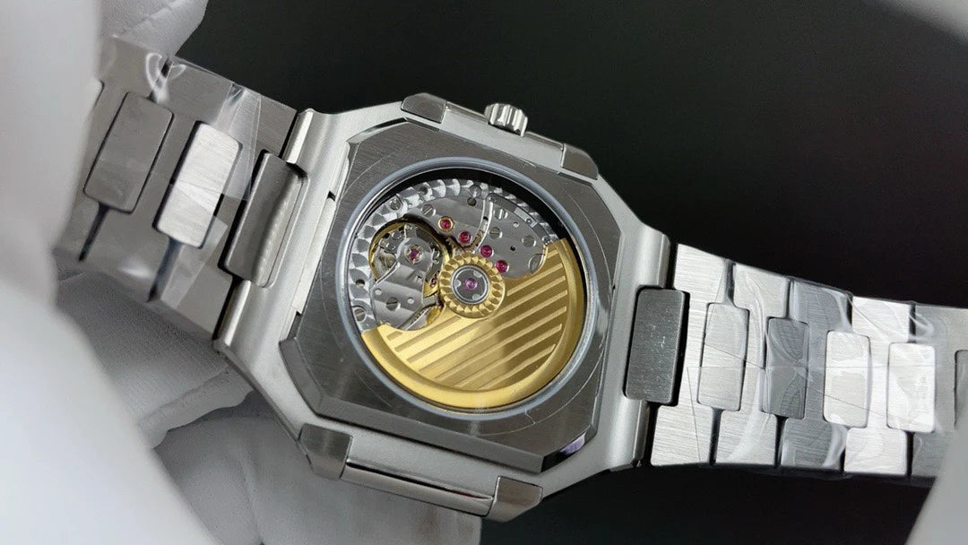 High End Sumptuous Roman Numeral Striped Stainless Steel Mechanical Watch Anti-fingerprint Trendy Street Fashion Design Pointer