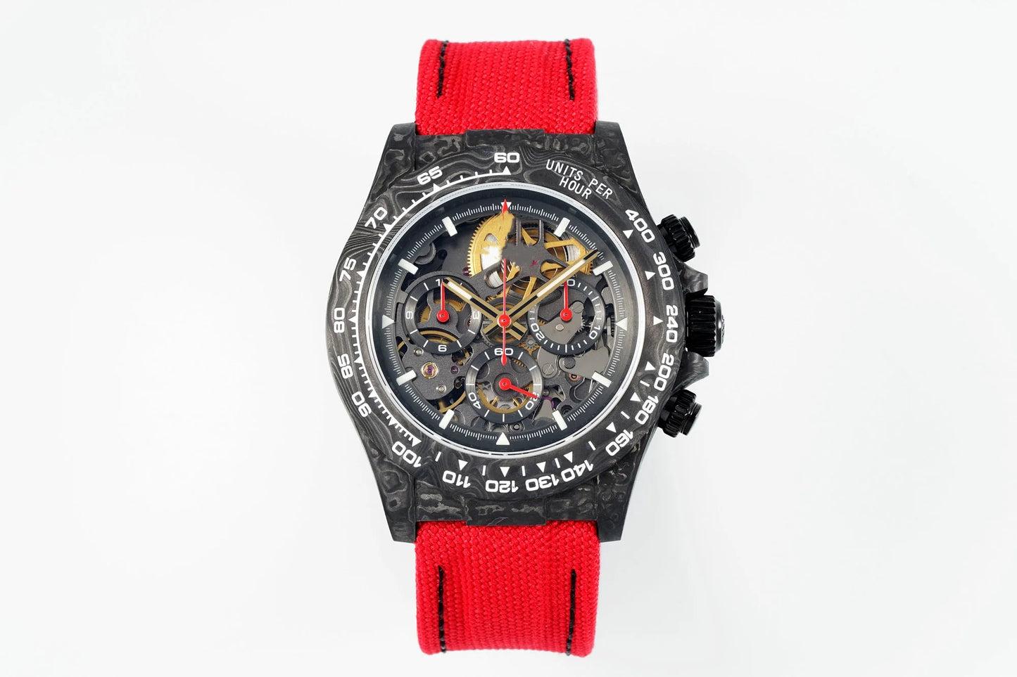 Luxury Luminous Mechanical Watch Waterproof 40mm Top Quality DIW Factory ETA 4130 Movement Carbon GET Skeleton Watch