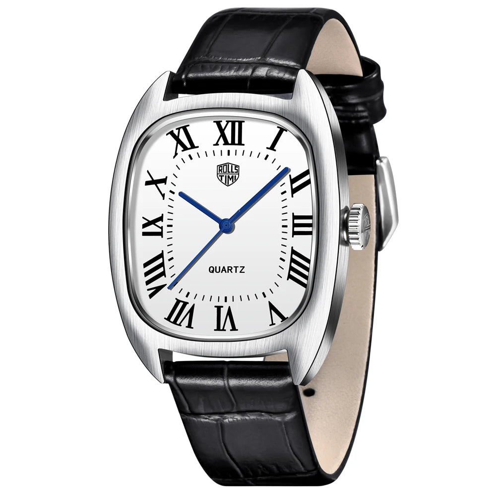 2025 New RollsTime Men's Watches Quartz Wristwatches Top Brand Luxury Watch For Men VH31 Sports Waterproof Leather Clock Reloj