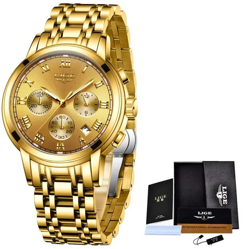 Relojes Hombre 2024 New LIGE Watches Men Luxury Brand Chronograph Male Sport Watches Waterproof Stainless Steel Quartz Men Watch