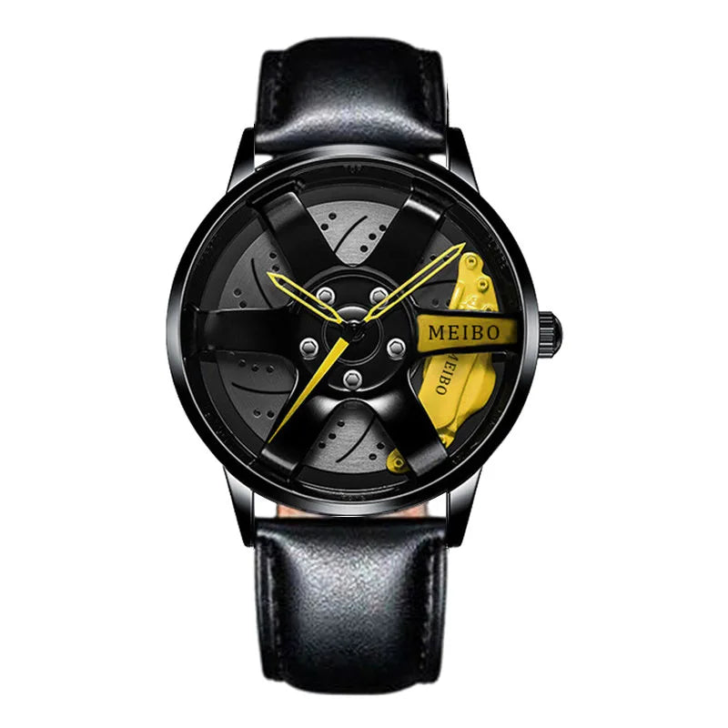 2025 Top Men Leather Watches Men Car Wheel Hub Stainless Steel Quartz Watch For Mens Military Sports Watch Relogio Masculino