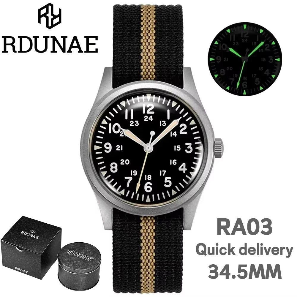 RDUNAE 2024New RA03 Vintage Quartz Watch Personalization man miyota super 2035 waterproof luminous reloj hombre watches for men