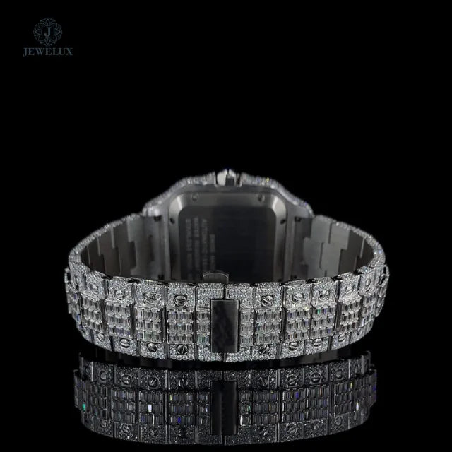 Mens Customize Square Dial Watch Full Iced Baguette Moissanite Full Calendar Analog Hip Hop Luxury Timepiece fashion men's watch