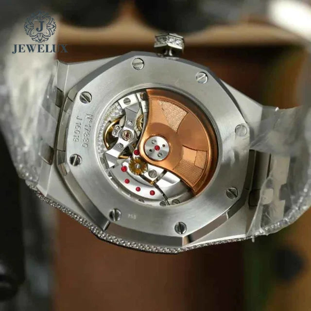 Luxurious Classic Moissanite Diamond Analog Dial Automatic Watch Handmade Hip Hop Style Iced Bust Water Resistant Mechanical