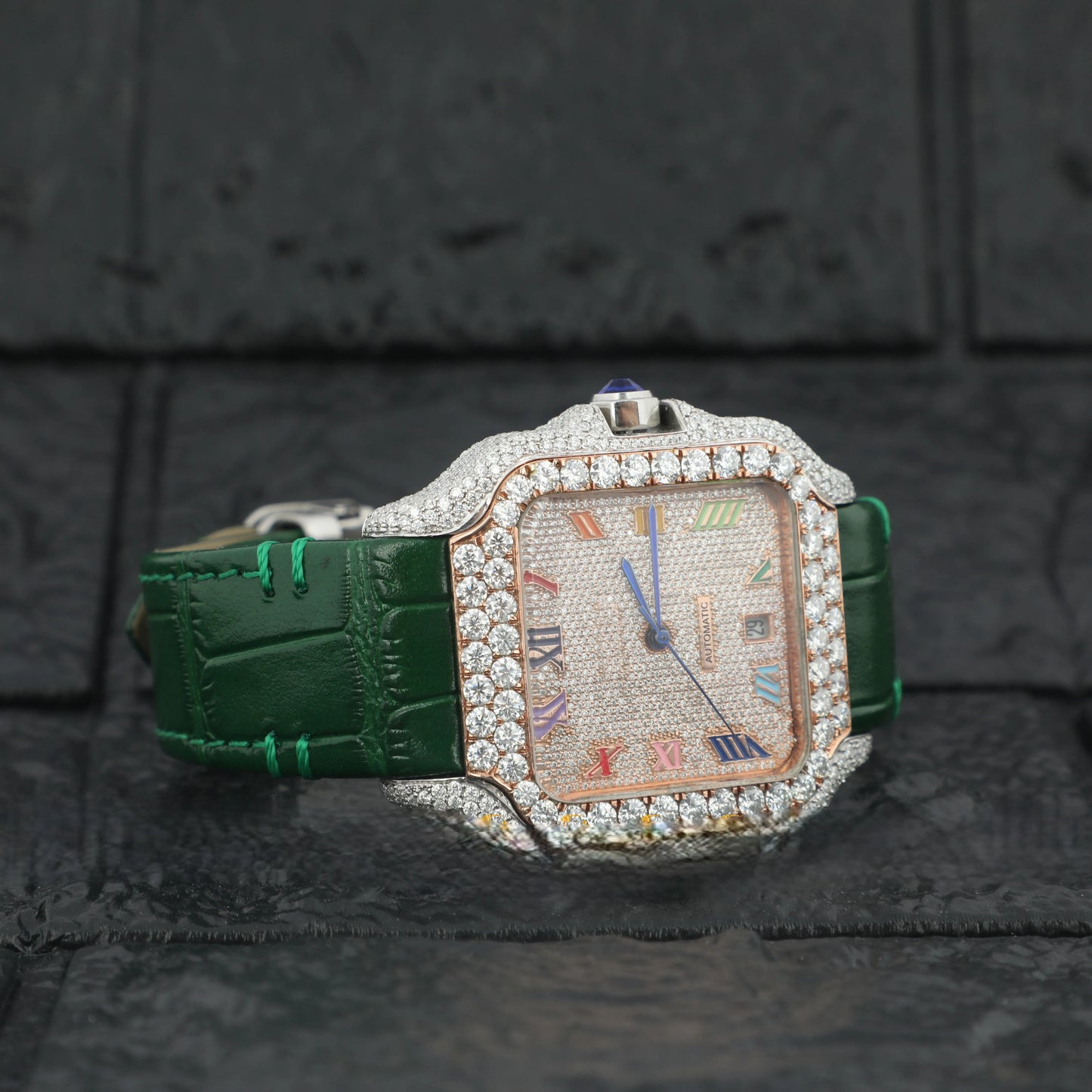 For Certified New Luxury Diamond VVS Moissanite Hip Hop Quartz Stainless Steel 5mm Case Thickness Gold Watch for Men