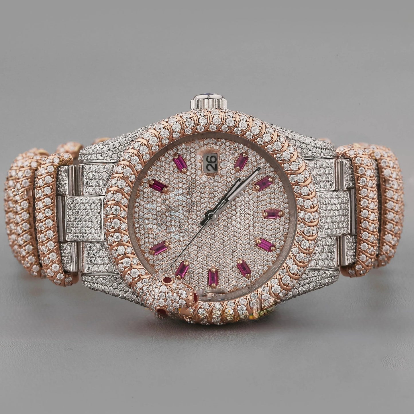 For Certified New Luxury Diamond VVS Moissanite Hip Hop Quartz Stainless Steel 5mm Case Thickness Gold Watch for Men