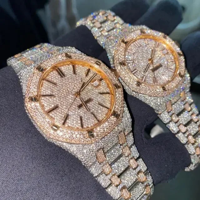 Iced out diamond watch for men, diamond quartz watch, , moissanite diamond watch, steel watch, watch for men, gift for men