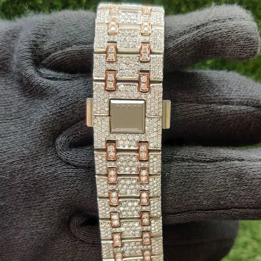 Luxurious Premium Men's Moissanite Diamond Watch Cut Wristwatch Mechanical Movement Analog Display Branded Luxury Accessory