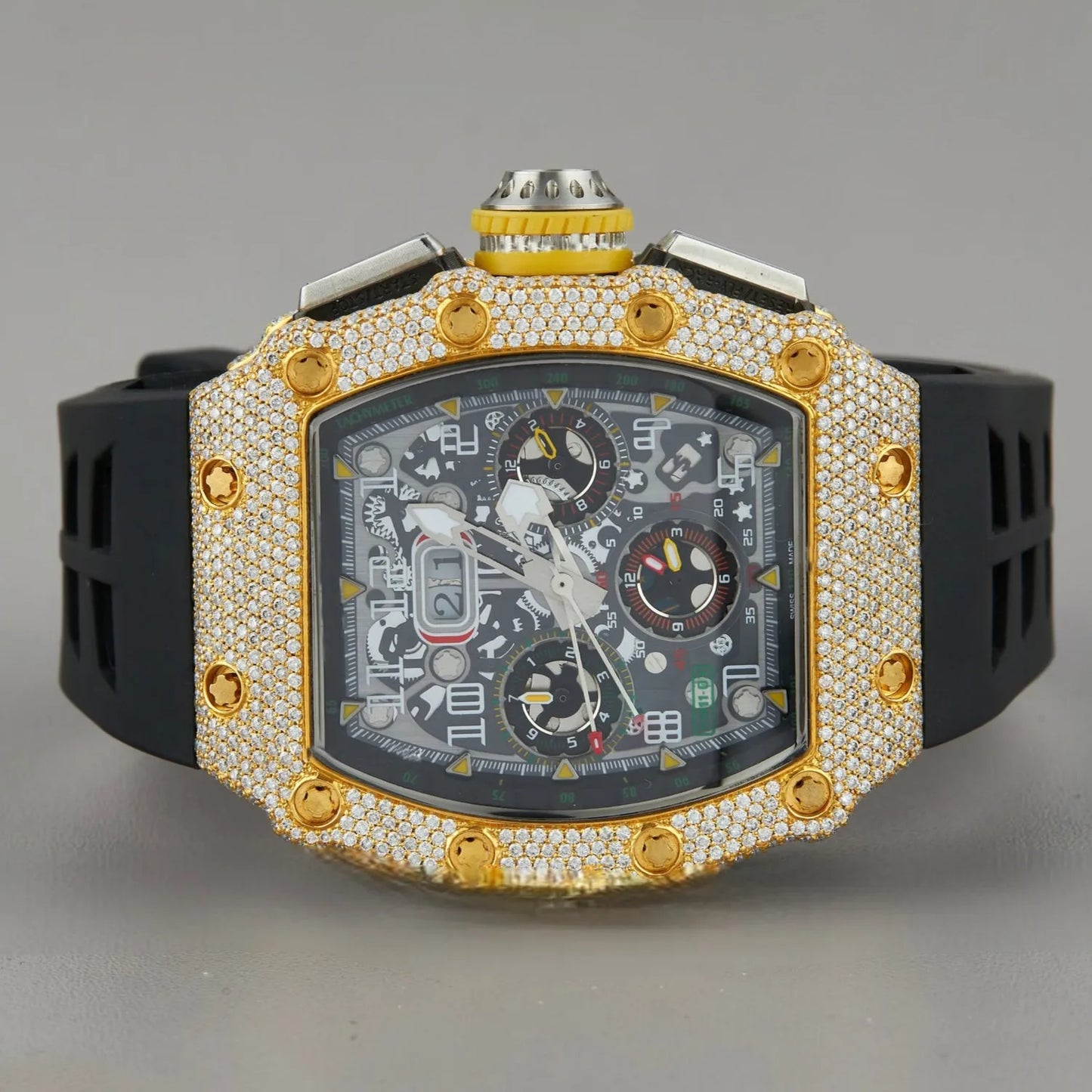 For Certified New Luxury Diamond VVS Moissanite Hip Hop Quartz Stainless Steel 5mm Case Thickness Gold Watch for Men