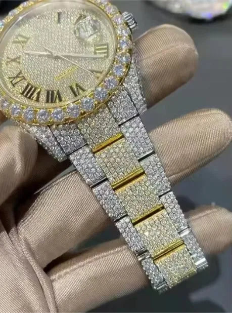 Luxury Men's Stainless Steel Mechanical Watch Diamond Charm Analog Dial Hottest Fashion Accessory Eta Movement