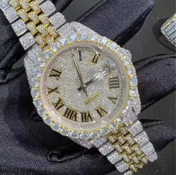 Luxury Men's Stainless Steel Mechanical Watch Diamond Charm Analog Dial Hottest Fashion Accessory Eta Movement