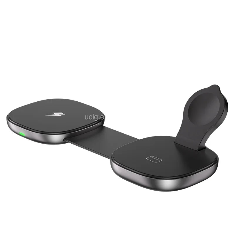 Compact Mini Wireless Charger | 3 in 1 Foldable Mobile Phone & Earphone & Smart Watch Charging Pad