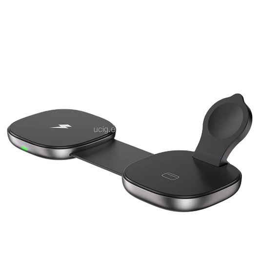 Compact Mini Wireless Charger | 3 in 1 Foldable Mobile Phone & Earphone & Smart Watch Charging Pad