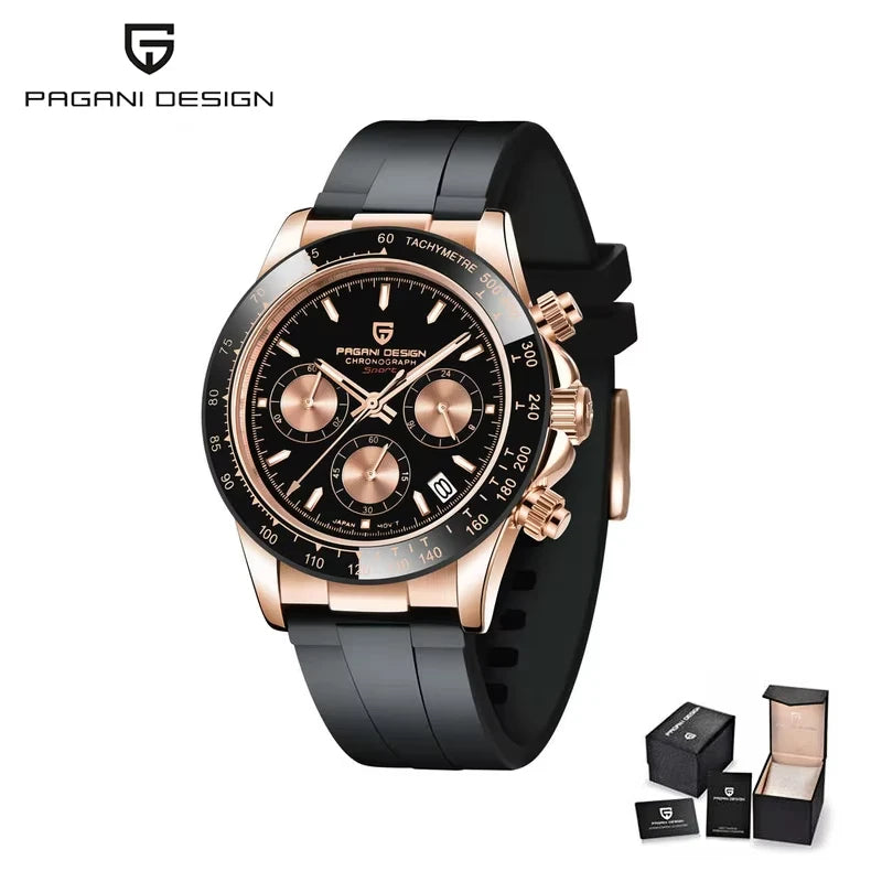 PAGANI DESIGN 2025 NEW 1664 Meteorite Dial Men's Watches Luxury Sapphire Quartz Watch for Men Sport Chronograph Men Reloj Hombre