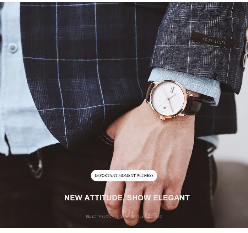 2025 OUBAOER Men Watch Automatic Mechanical Watches Bussiness Leather Strap Wristwatches Waterproof Classic Minimalist Clocks