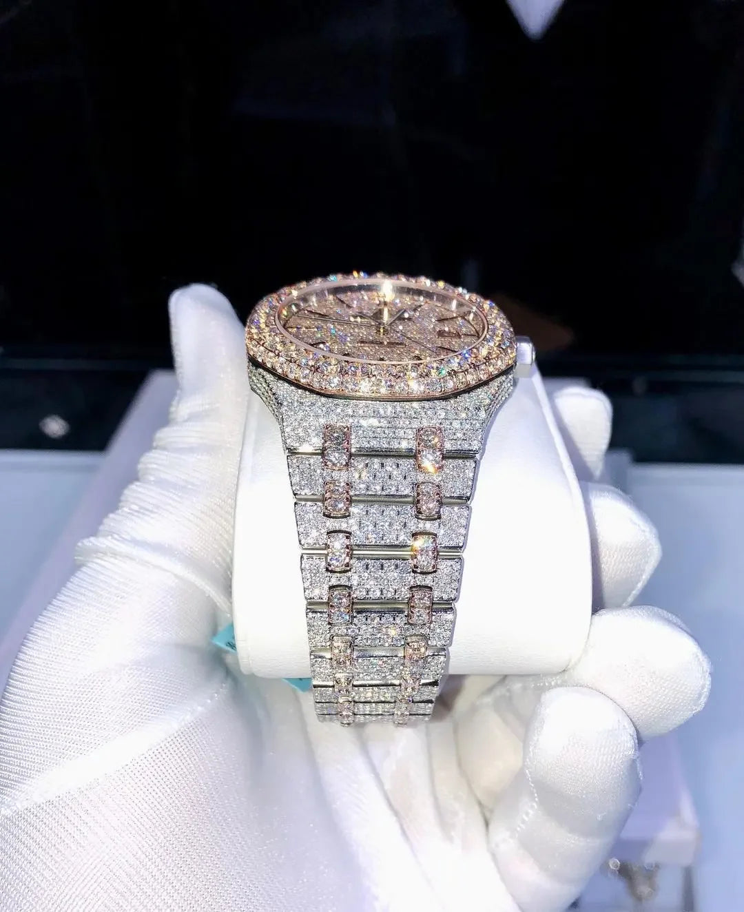 Lced Out VVS Moissanite Watches Diamond Automatic Movement Luxury Handmade Fully Ice Out Diamond Hip Hop Watches