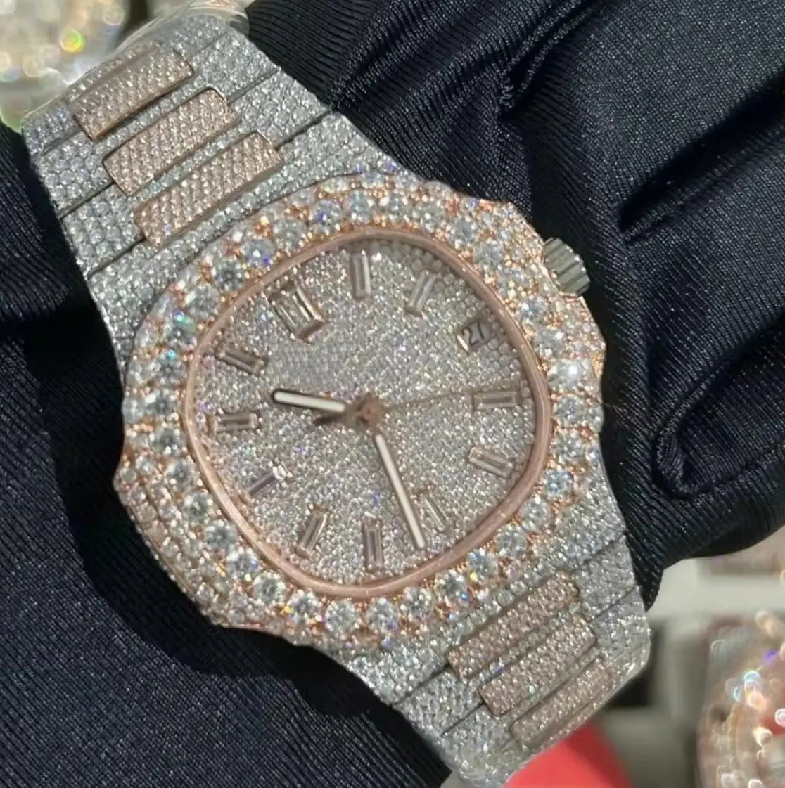 Hip Hop Sport Luxury Iced Out Watch Men Sapphire Designer Watches Automatic Mechanical VVS D Colour Moissanite Movement Watches