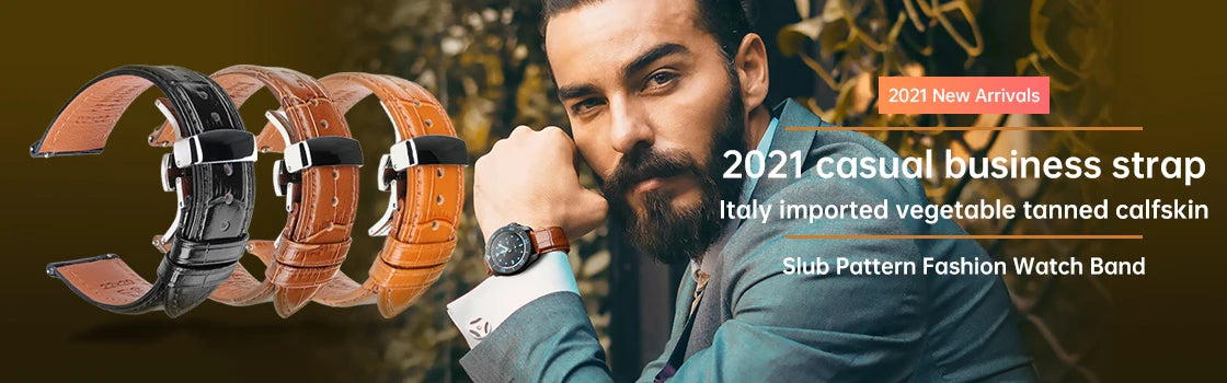 Leather Strap For rolex_watch man Watchband Galaxy Watch Strap 18mm 20mm 22mm 24mm Watch Band Wrist Bracelets Roes Gold Buckle