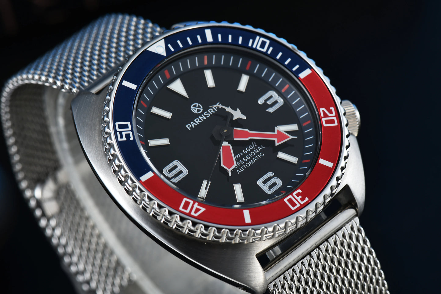 Luxury Men's Casual Red and Blue Watch, Fashionable Party Watch with NH35 Automatic Movement, Sapphire Glass, GMT Ceramic Bezel,