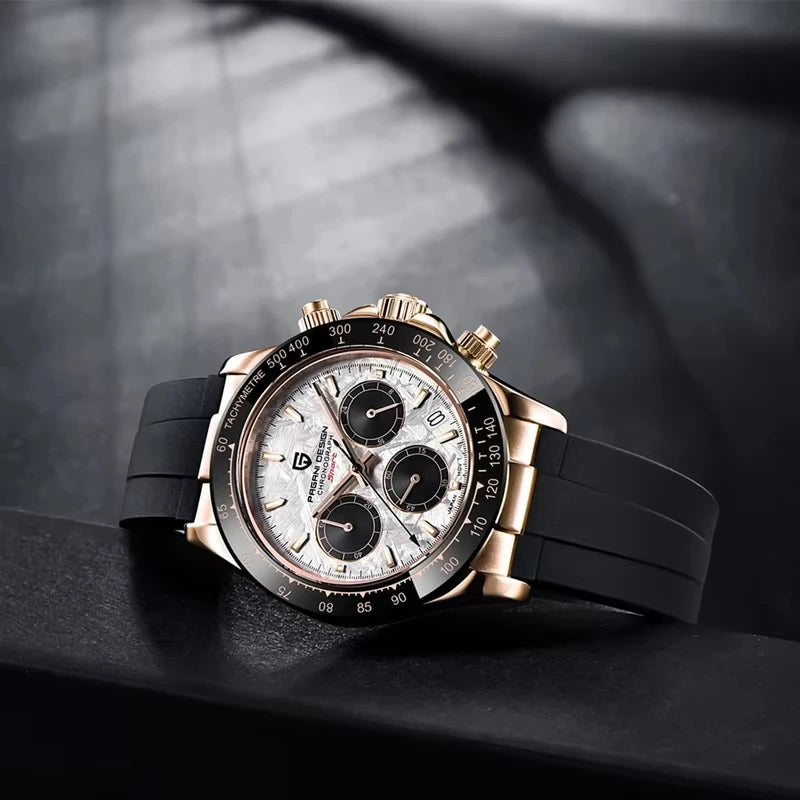PAGANI DESIGN 2025 NEW 1664 Meteorite Dial Men's Watches Luxury Sapphire Quartz Watch for Men Sport Chronograph Men Reloj Hombre