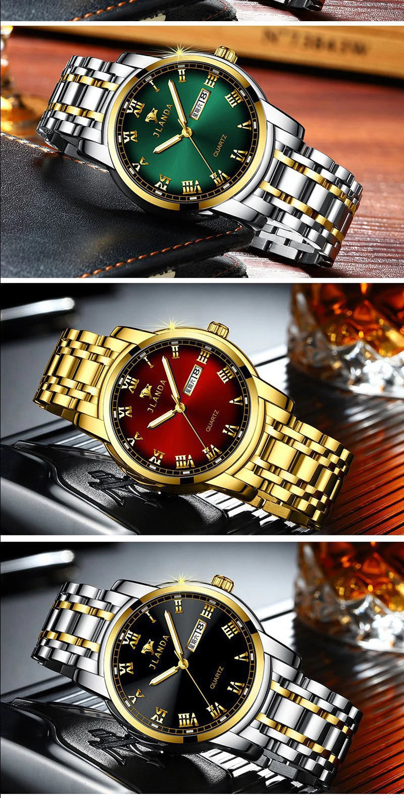 Relojes Hombre Top Brand Watches Men Quartz Business Sport Watches Luxury Gold Stainless Steel Waterproof Date Wrist Watch
