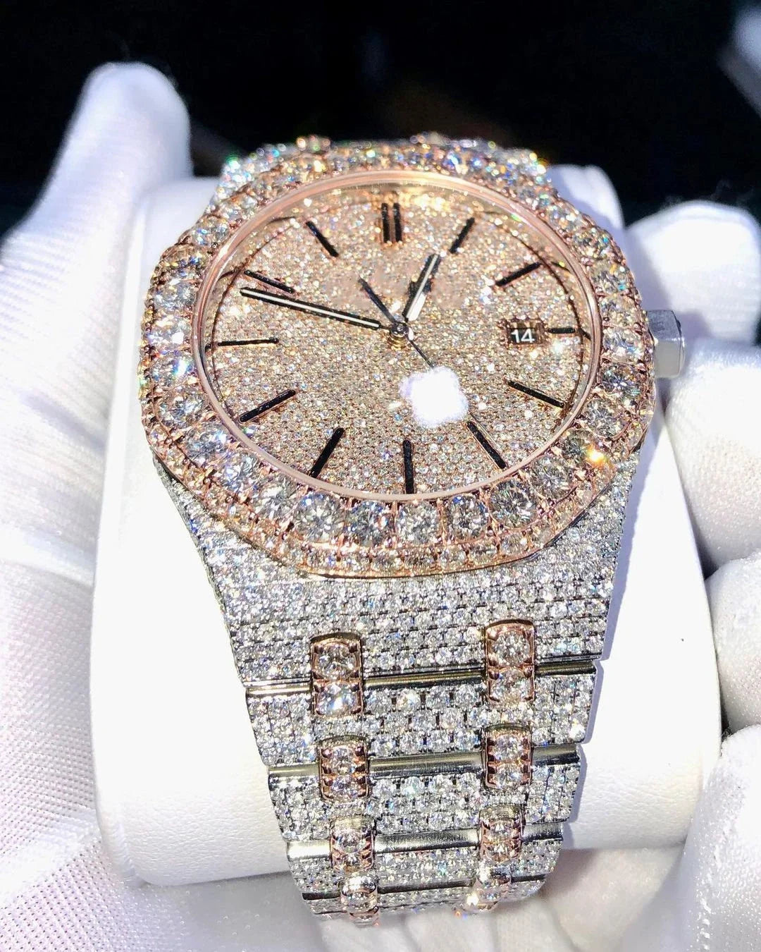 Lced Out VVS Moissanite Watches Diamond Automatic Movement Luxury Handmade Fully Ice Out Diamond Hip Hop Watches