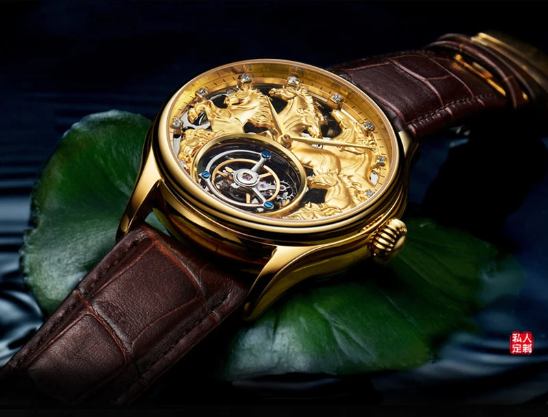 Aesop Flying Tourbillon Mechanical Watch For Men Eight Horses Stylish Waterproof Wristwatch Stylish Skeleton Dial Luxury 2025A