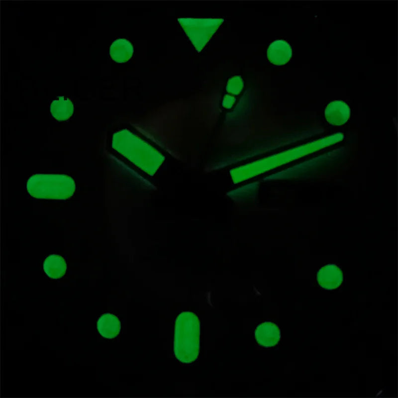 BLIGER 40mm Watch for Men NH36 Movement Week-day Display Function Full Black Dial Curved Luxury Business Waterproof Watch