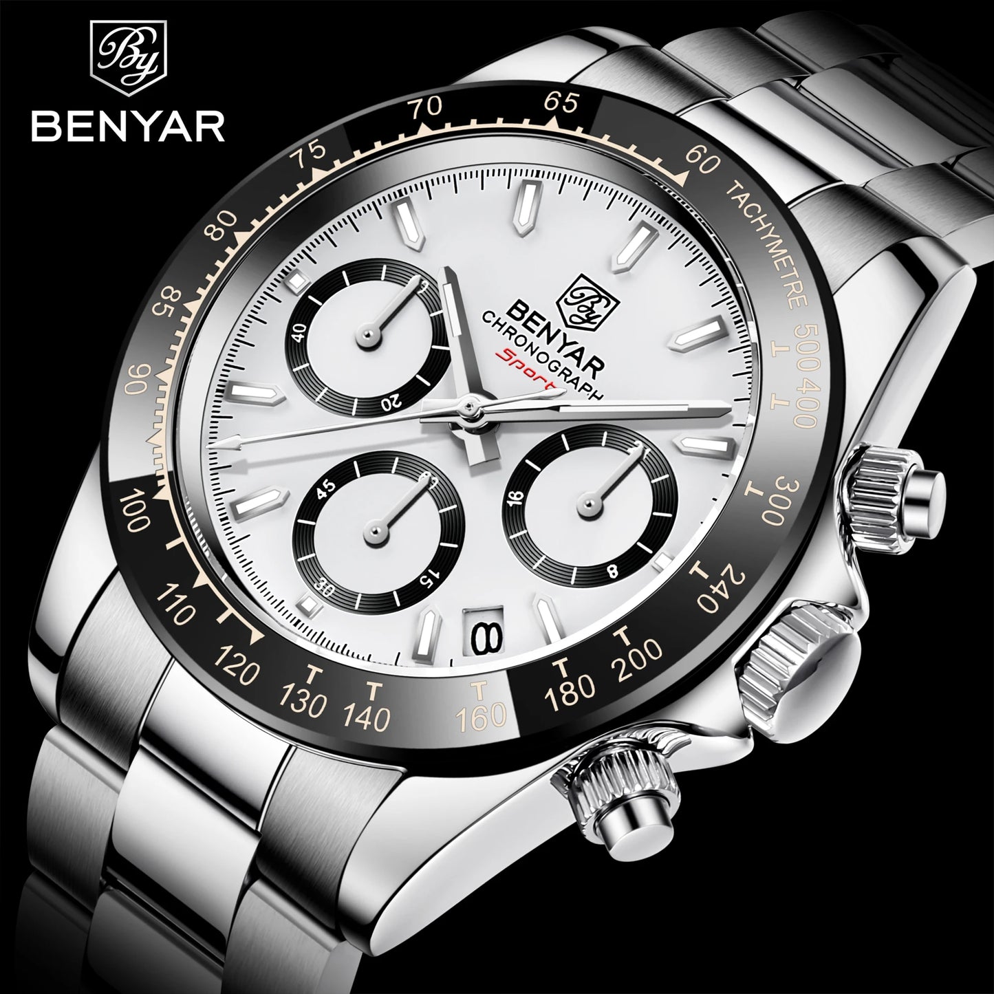 Relojes Hombre 2024 BENYAR New  Watches Men Luxury Brand Chronograph Male Sport Watches Waterproof Stainless Steel Quartz  Watch