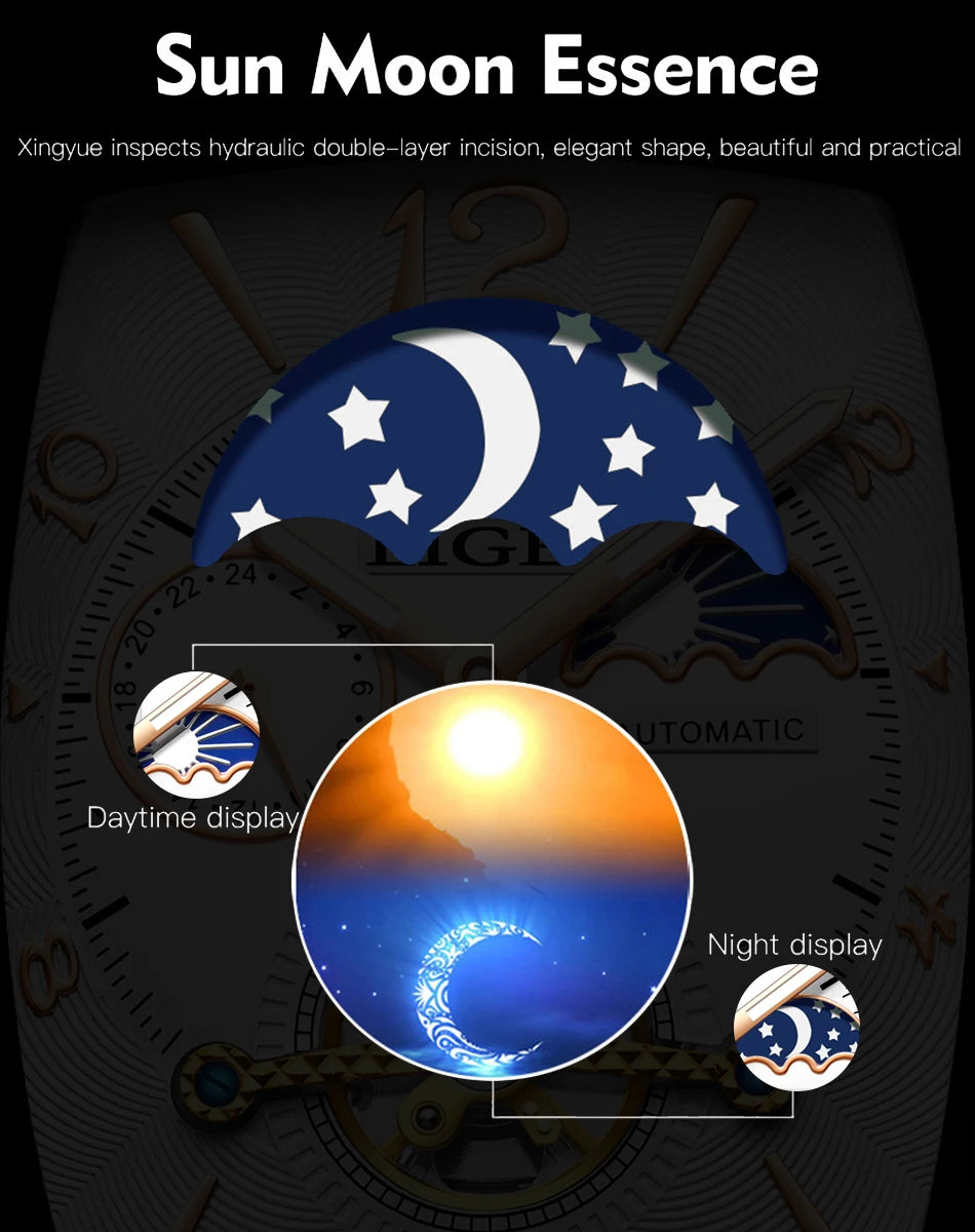 LIGE New Tourbillon Automatic Mechanical Womens Watches Top Brand Luxury Fashion Waterproof Skeleton ladyClock Montre Homme