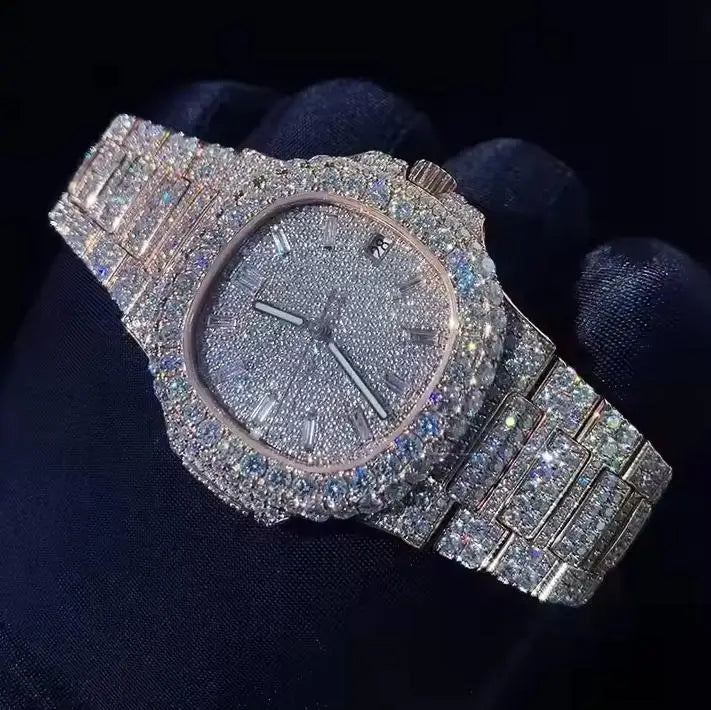 Factory Wholesale Luxury Men's Mechanical Watches High Quality VVS Moissanite Pass Diamond Tester Automatic New Glass Pointer