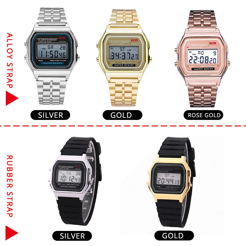 Rose Gold Silver Watches Men Women Electronic Digital Display Retro Style Clock Men's Relogio Masculin Reloj Hombre homme