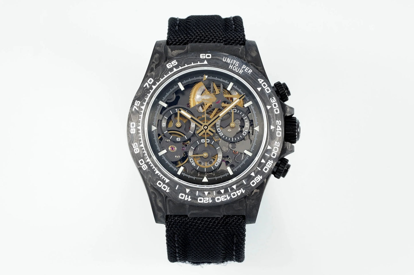 Luxury Luminous Mechanical Watch Waterproof 40mm Top Quality DIW Factory ETA 4130 Movement Carbon GET Skeleton Watch