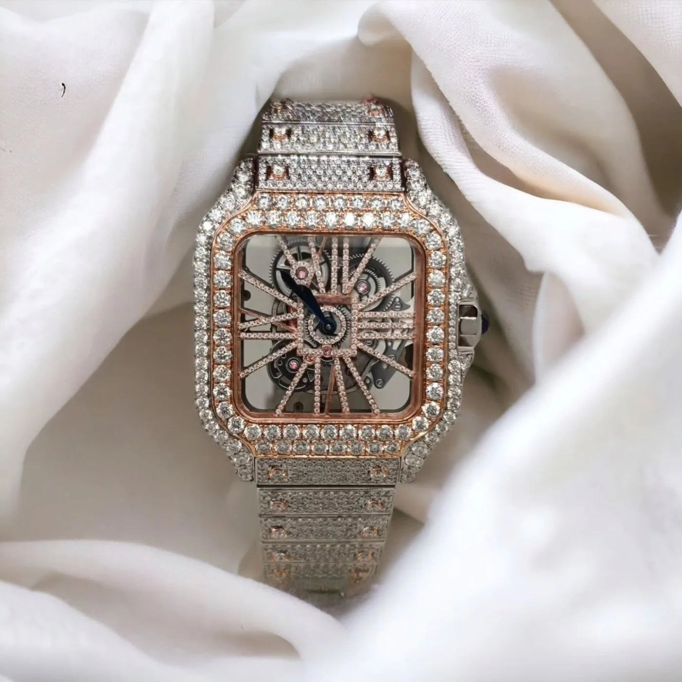 Buss Down Moissanite Watch Supplier Stainless Steel Mechanical Watches for Men Luxury Iced Out Vvs With Box