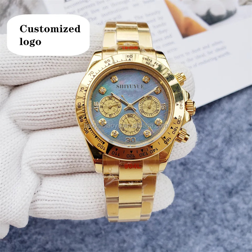 Men's Luxury Automatic Mechanical Watch with Six-Pin Explosion Display Stainless Steel Band Water Resistant Feature