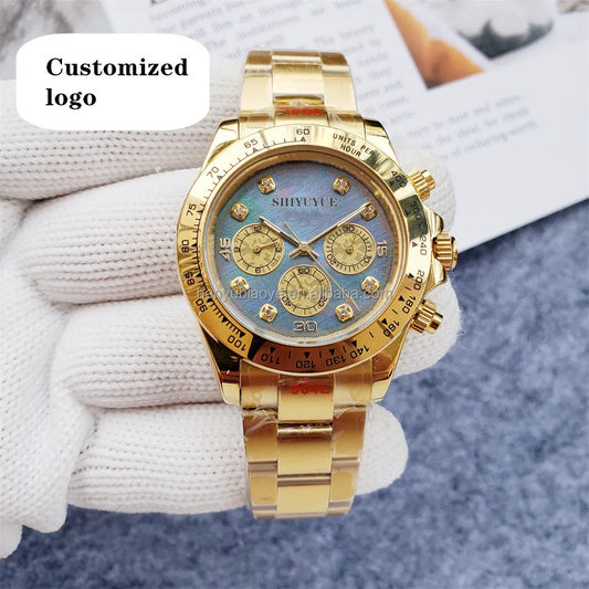 Men's Luxury Automatic Mechanical Watch with Six-Pin Explosion Display Stainless Steel Band Water Resistant Feature