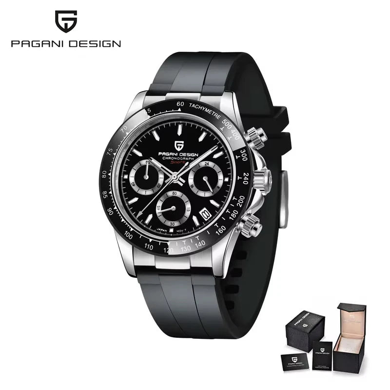 PAGANI DESIGN 2025 NEW 1664 Meteorite Dial Men's Watches Luxury Sapphire Quartz Watch for Men Sport Chronograph Men Reloj Hombre