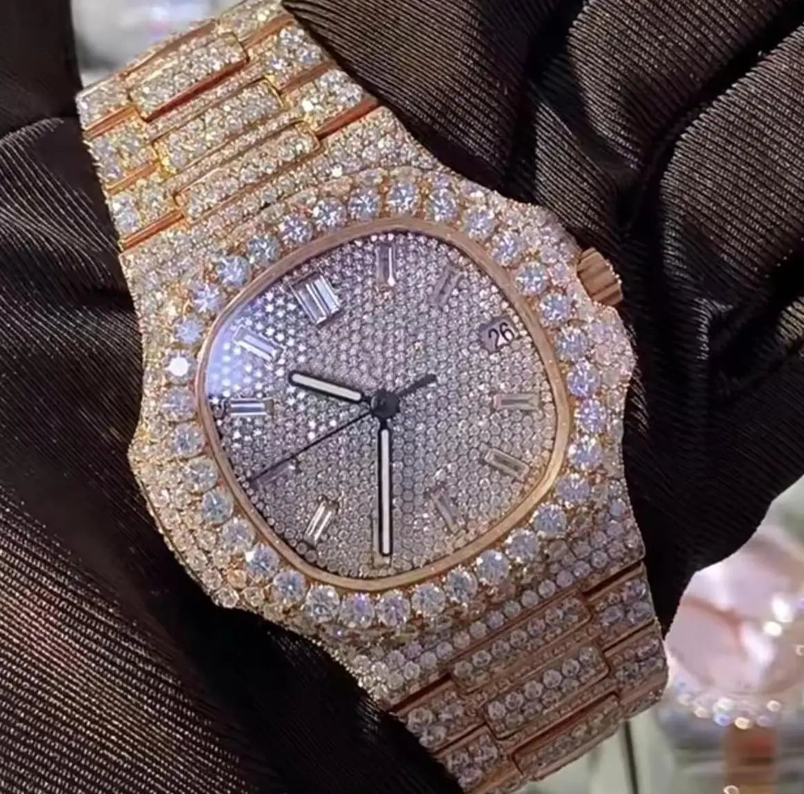 Factory Wholesale Luxury Men's Mechanical Watches High Quality VVS Moissanite Pass Diamond Tester Automatic New Glass Pointer