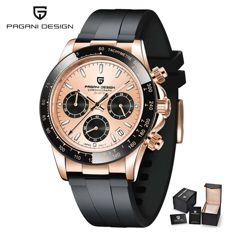 PAGANI DESIGN 2025 NEW 1664 Meteorite Dial Men's Watches Luxury Sapphire Quartz Watch for Men Sport Chronograph Men Reloj Hombre