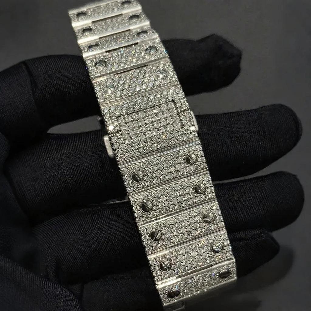 Buss Down Moissanite Watch Supplier Stainless Steel Mechanical Watches for Men Luxury Iced Out Vvs With Box