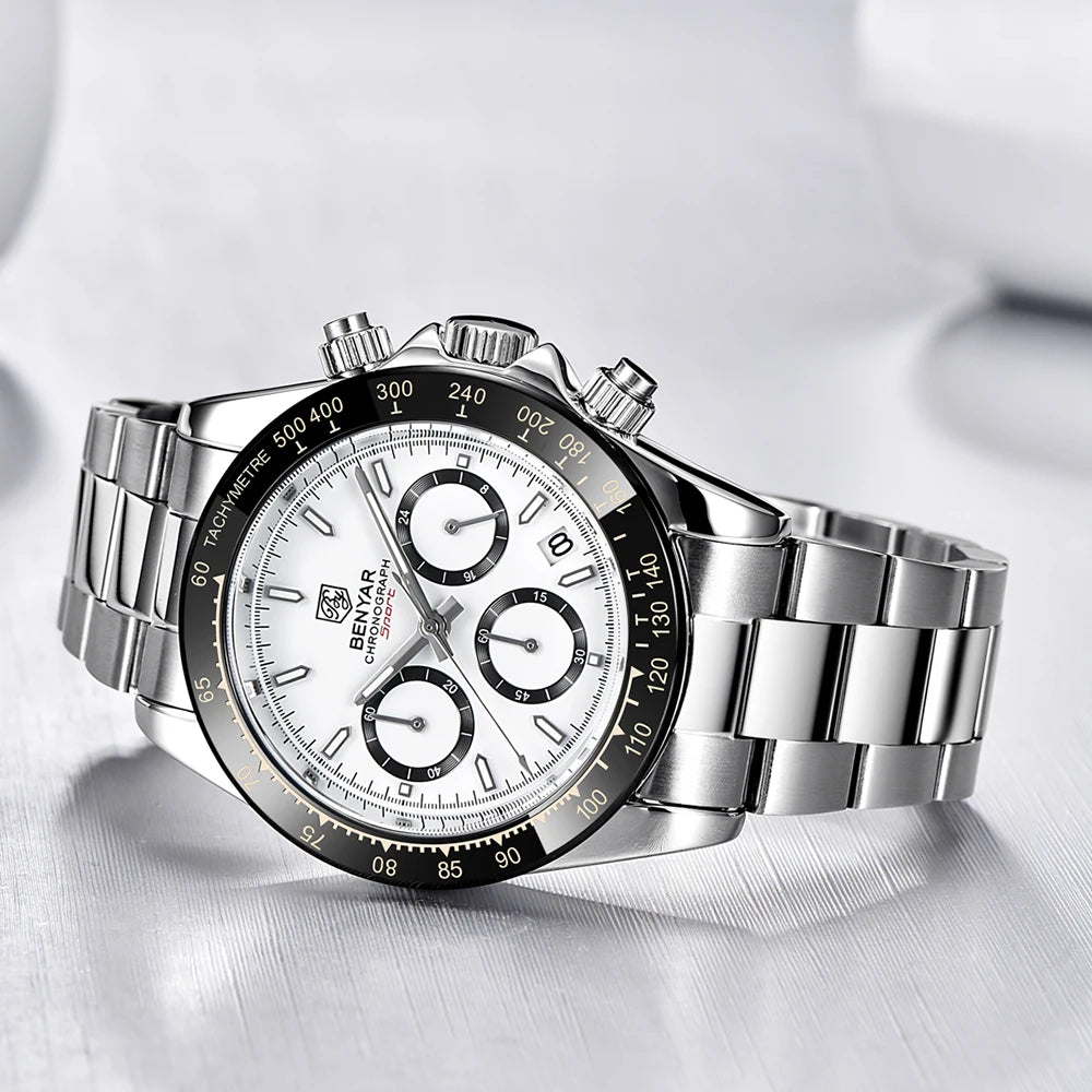 Relojes Hombre 2024 BENYAR New  Watches Men Luxury Brand Chronograph Male Sport Watches Waterproof Stainless Steel Quartz  Watch
