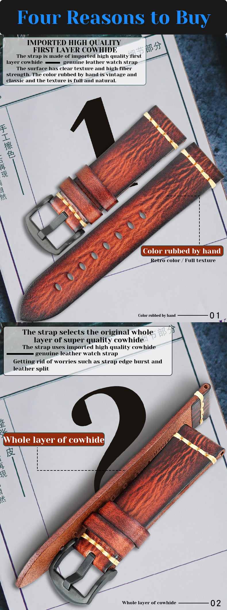 Leather Strap For rolex_watch man Watchband Galaxy Watch Strap 18mm 20mm 22mm 24mm Watch Band Wrist Bracelets Roes Gold Buckle