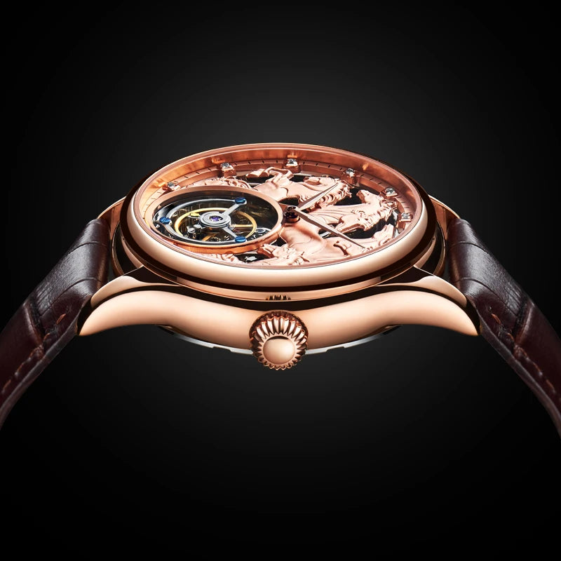 Aesop Flying Tourbillon Mechanical Watch For Men Eight Horses Stylish Waterproof Wristwatch Stylish Skeleton Dial Luxury 2025A