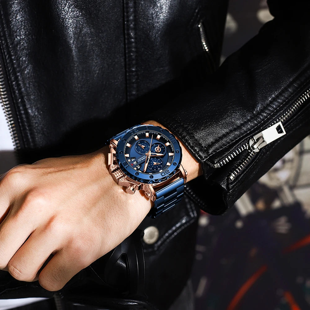 Relogio Masculino CRRJU Sport Chronograph Mens Watches Top Brand Luxury Full Steel Quartz Clock Waterproof Big Dial Watch Men