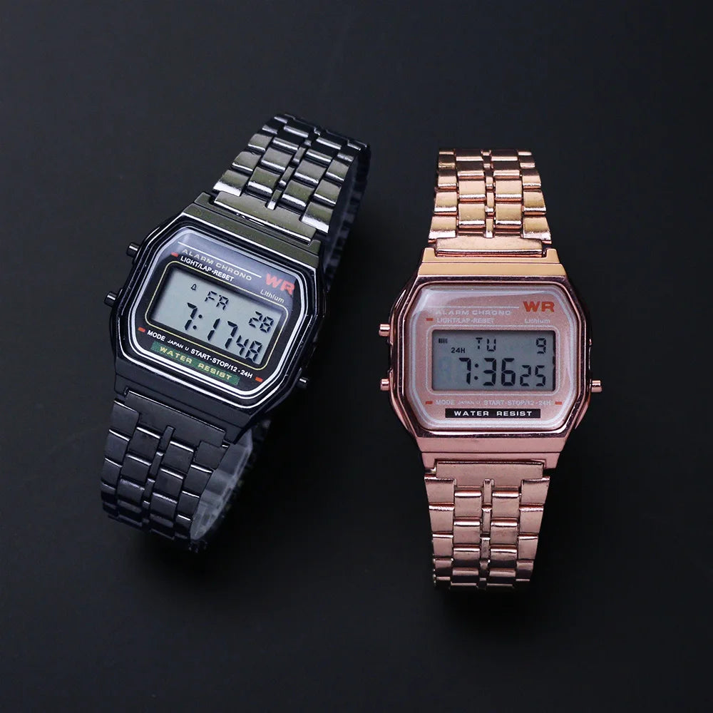 Rose Gold Silver Watches Men Women Electronic Digital Display Retro Style Clock Men's Relogio Masculin Reloj Hombre homme