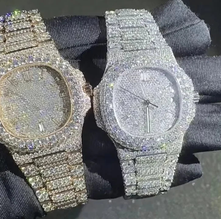 VVS High Quality Luxury Moissanite Watches with Custom Dial Diamond Mechanical Watch Diver Factory Wholesale Hip Hop Style Watch