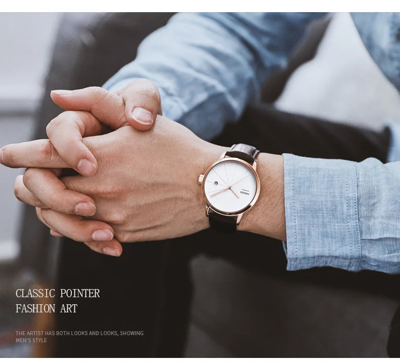 2025 OUBAOER Men Watch Automatic Mechanical Watches Bussiness Leather Strap Wristwatches Waterproof Classic Minimalist Clocks